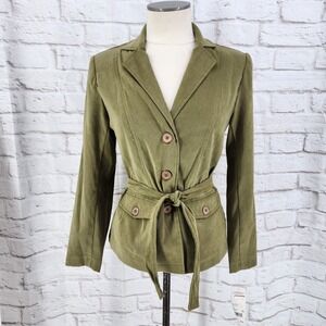 Green Military Jacket Waist Tie Boho Steampunk Safari Mori Earthy Elementz Small